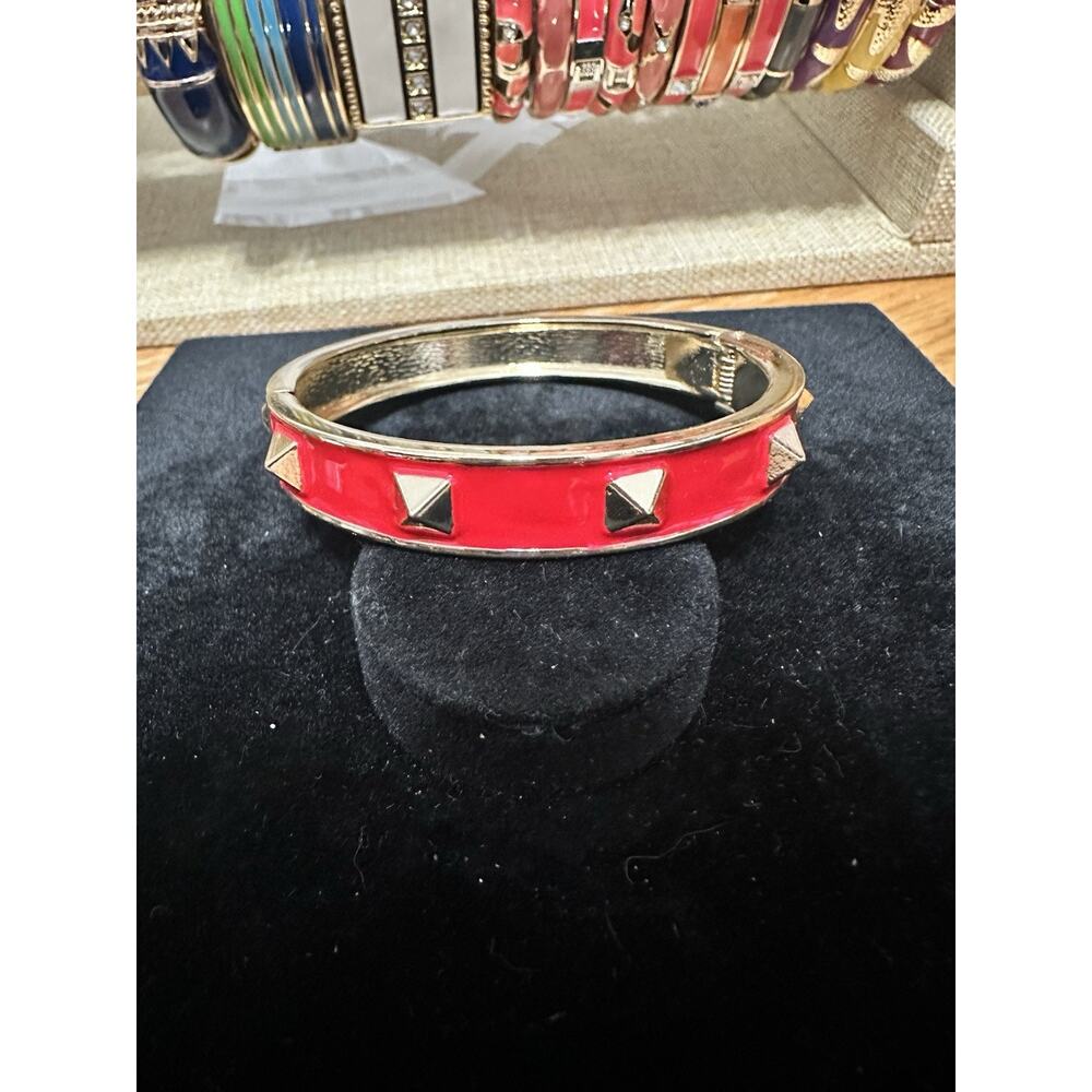 Sequin Nordstrom Multicolor Gold Tone Statement Enamel Bangle Bracelet # 85